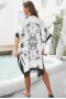 White Bohemian Print Open Front Loose Cover up